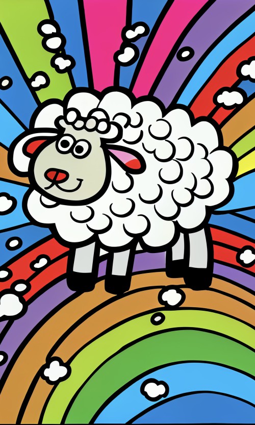 ichowck cartoon sheep abstract art Outline happy rainbow 520a33f7 f9a2 42e7 b19a f2b894937ef6